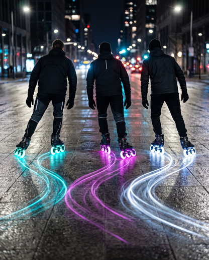 Patinando de noche con ruedas GlowRush