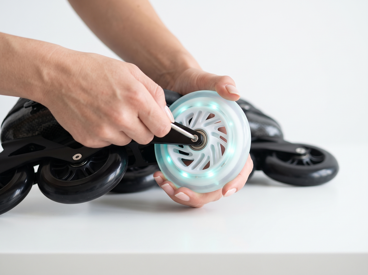 Instalación de una rueda GlowRush en el patín